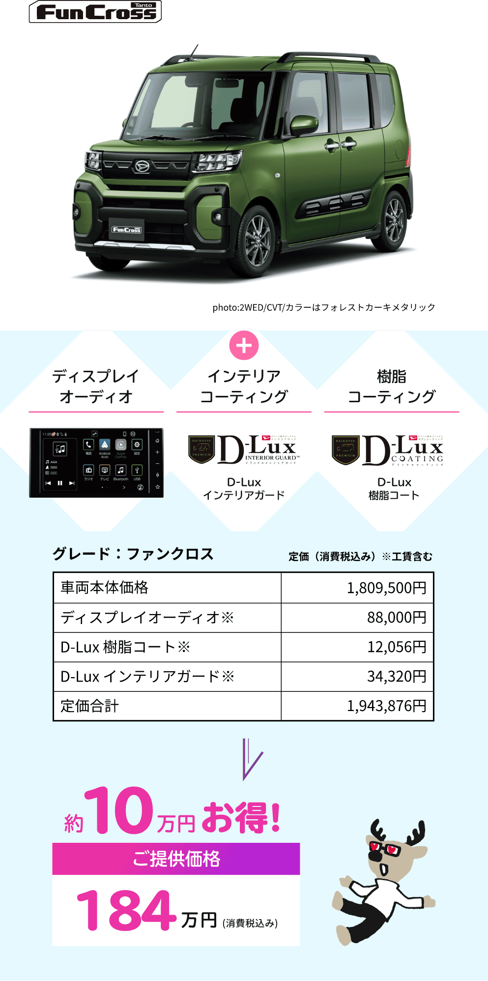 FunCross　ディスプレイオーディオ＋乗り出しラクラクプラン　約12万円お得!